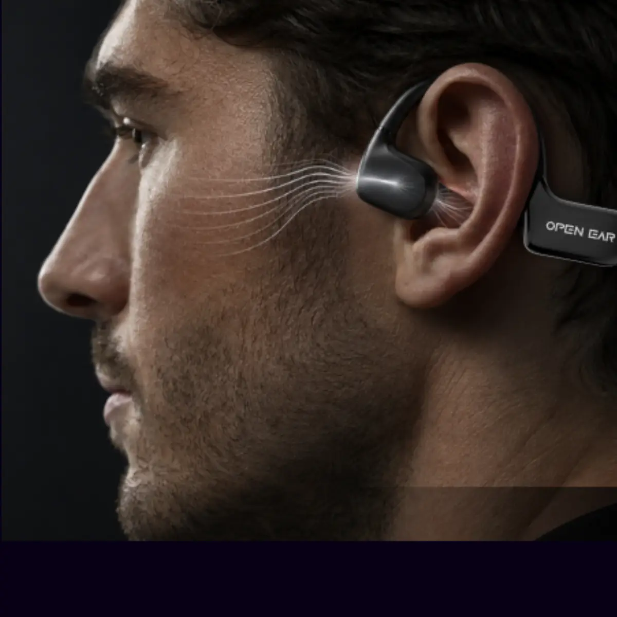 man wearing open ear uk bone conduction headphonescondcuction